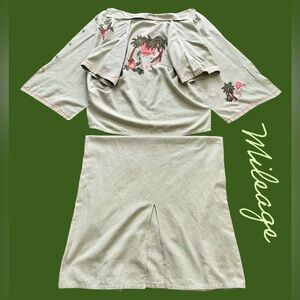 Vintage Womens Tropical Beach Midi Dress and Shirt Linen Embroidered Paradise XL